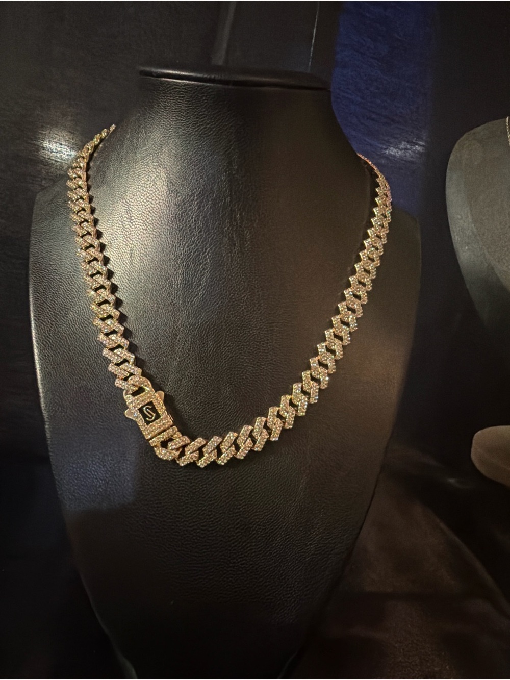 Pavé Gold Cuban Link Necklace with Signature Clasp
